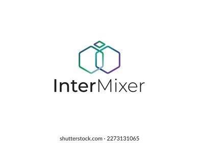 Letter i modern line art hexagonal technological Inter mixer logo