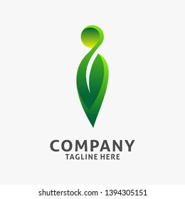 Letter i modern logo design  with leaf element