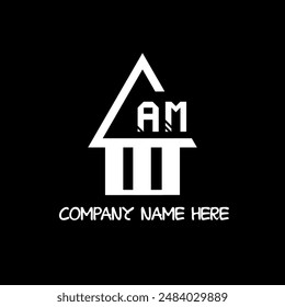 AM letter modern logo design on black color background
