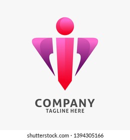 Letter i modern logo design in triangle shape