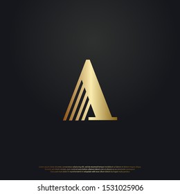 Letter A modern logo icon design. with a golden color on the background. Vector graphic design template element.