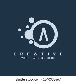 letter A modern monogram, circle, bubble, dot, icon, symbol, logo