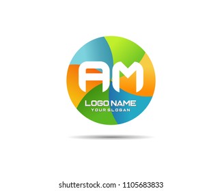 Letter AM Modern Shape Logo Design Template Element