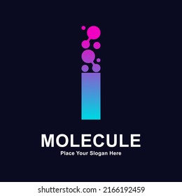 La molécula de la letra I marca el diseño vectorial del logotipo. Adecuado para empresas, iniciales, Medicina, ciencia, tecnología, laboratorio, electrónica