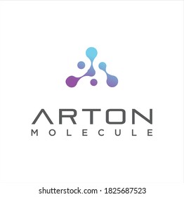 Letter A Molecule Logo Vector Stock. Alphabet A Logo Molecular connection. science innovation logotype. Initial A Logo Neurons networking medical icon. Scientific laboratory, nano technology