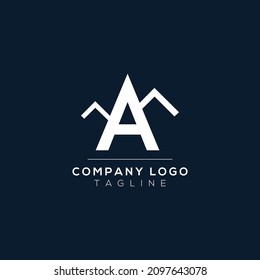 Letter A monogram alphabet with the mountain peak. Mountain Logo sign symbol. Modern vector logo design for the business, and company identity.