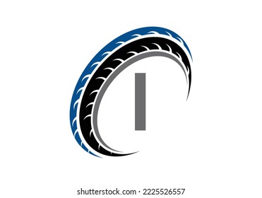 Letter I monogram alphabet With a Sport Car Automotive Car Repair Logo Design Concept With Transport Tire Icon Vector Template.
