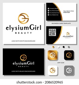 Letter eG monogram beauty fashion logo design with business card template.