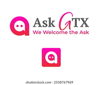 Letter a monogram chat question logo design.