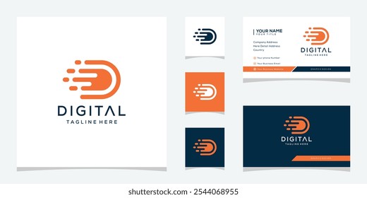 Letter of Monogram D Technology Logo Design Graphic. Template Vector Business Card