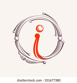 I letter monogram design elements. Floral vintage style 