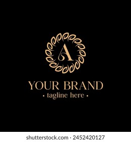 Letter A Monogramm Design-Elemente mit Blatt, anmutige Vorlage Elegant Line Art Logo Design.