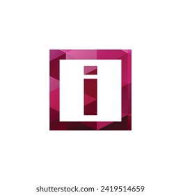 I letter monogram design with polygon triangle square shape red pink ruby gem colors vector eps