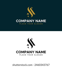 AS Letra Monograma Oro Minimalista Vector Logo