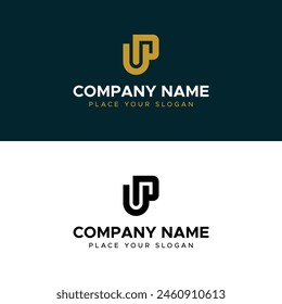 UP Letter Monogram Gold Minimalist Vector Logo