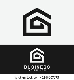 Letter Monogram Initial G House Logo Design Template. Suitable For Real Estate Realty Realtor Property Properties Mortgage Construction Development Management Agent Logo Design.