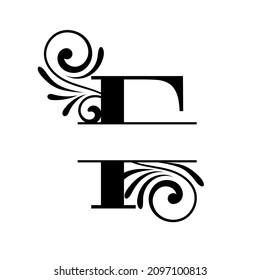 Letra monograma. Cartas iniciales del monograma F