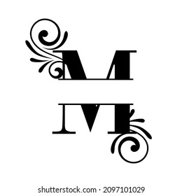Letter Monogram. Initial letters of the monogram M