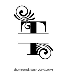Letter Monogram. Initial letters of the monogram T