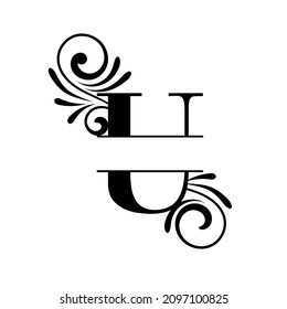 Letter Monogram. Initial letters of the monogram U