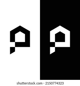 Letter Monogram Initial P House  Logo Design Template. Suitable for Real Estate Realty Realtor Property Properties Mortgage Construction Development Management Agent Logo Design.