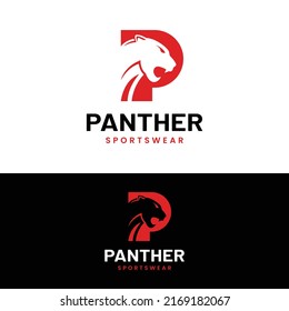Letter Monogram Initial P Panther  Logo Design Template. Suitable for General Sports Fitness Finance Construction Company Business Corporate Shop Apparel in Simple Modern Style Logo Design.