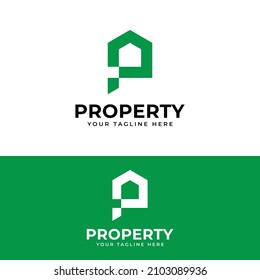 Letter Monogram Initial P Property House Logo Design Template. Suitable for Architecture Properties Realty Development Construction Finance Company Business Corporate Style Logo Design.