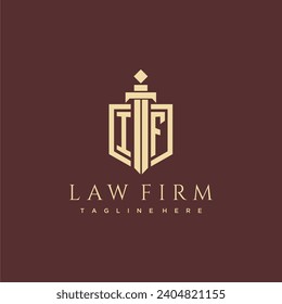 IF letter monogram for law firm with sword and shield logo image