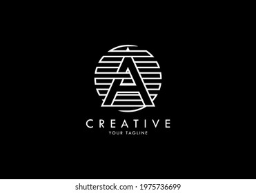 Letter A Monogram linked striped circle, Interesting concept looks abstract