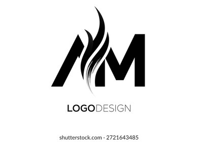 AM Letter Monogram Logo with Artistic Brush Stroke for Modern Brand Identity