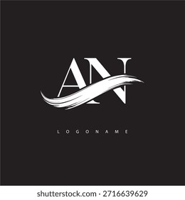 AN Letter Monogram Logo with Brush Stroke for Modern Brand Identity