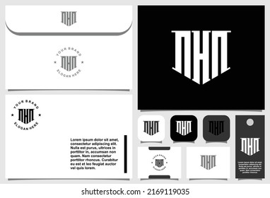 Letter monogram logo design with stationery template