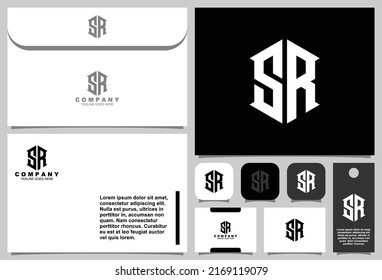 Letter monogram logo design with stationery template