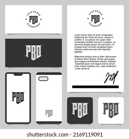 Letter monogram logo design with stationery template