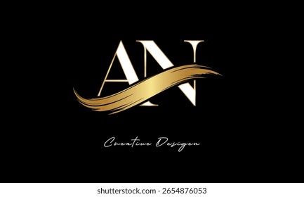Logotipo de monograma de carta - marca de carta de traço elegante da escova de ouro para a marca de luxo, moda, Boutique Premium Identity Design
