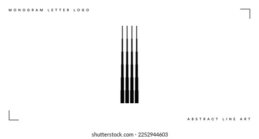 Letter I Monogram Logo Icon Geometric Vertical Stripe Lines