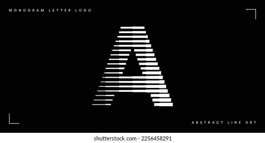 Letter A Monogram Logo Icon Geometric Horizontal Stripe Lines