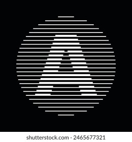 Letter A Monogram Logo Icon Round Geometric Horizontal Stripe Lines