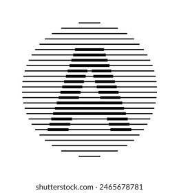 Letter A Monogram Logo Icon Round Geometric Horizontal Stripe Lines