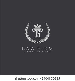 IS-Buchstaben-Monogramm-Logo für Anwaltskanzlei mit Säulenkronenbild-Design