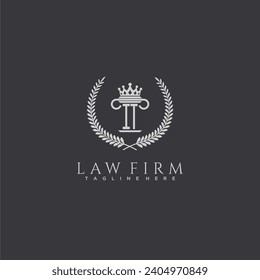 IT letter monogram logo for lawfirm with pillar  crown image design