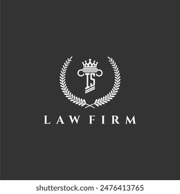 IS letter monogram logo for lawfirm with pillar  crown image design