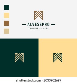 Letra un logotipo en monograma, línea inicial A cuadrado.