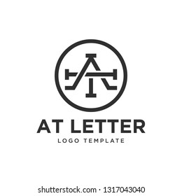 letter at monogram logo template vector