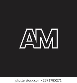 AM letter, monogram, logo vector, template, design, minimal, black white, color,