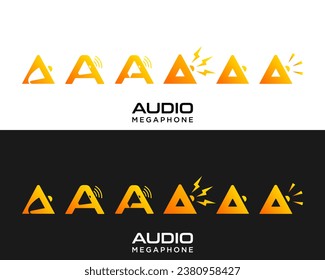 Letter A monogram speaker audio volume music sound logo design.