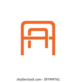 letter A and A monogram square shape logo orange