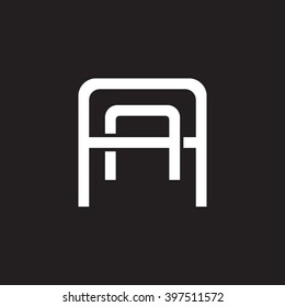 letter A and A monogram square shape logo white black background