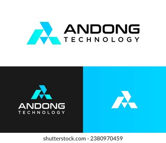Letra A diseño de logotipo de empresa digital con tecnología de monograma.

