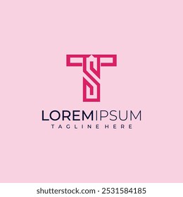 letter at monogram TS modern minimalist logo
